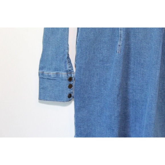 Free People Dynomite Denim Mini Shirt Dress Retro 70's Western Medium H14890 - Picture 10 of 15